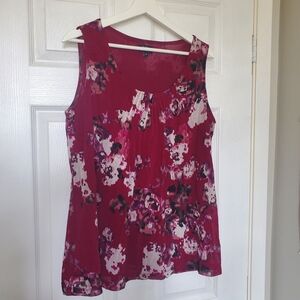 Burgundy floral tank blouse